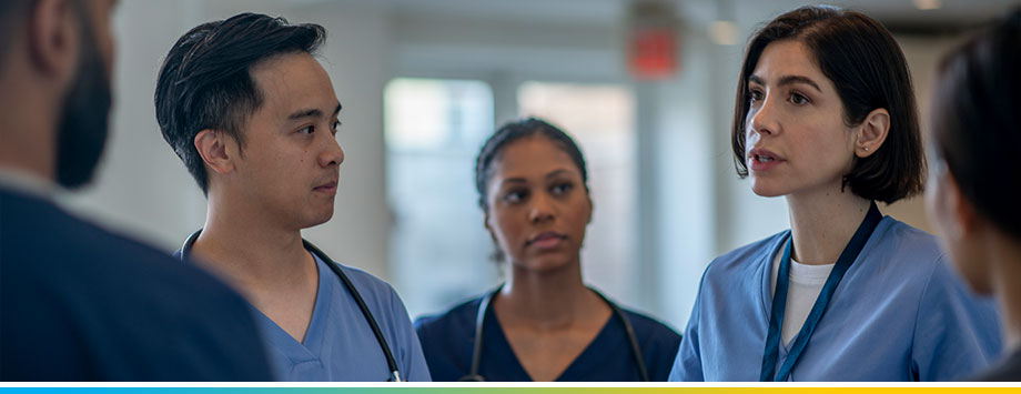 A group of employees in a clinic, planning